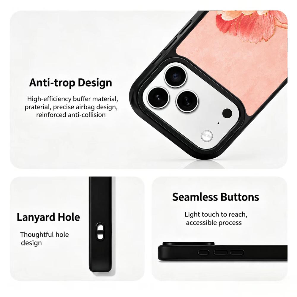 For iPhone 17 Pro Max Fire Series PC Silicone Magnetic Phone Case - Fire Peony - EDA009931201F