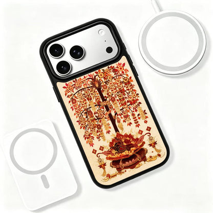 For iPhone 17 Pro Max Fire Series PC Silicone Magnetic Phone Case - Fiery Money Tree - EDA009931201H