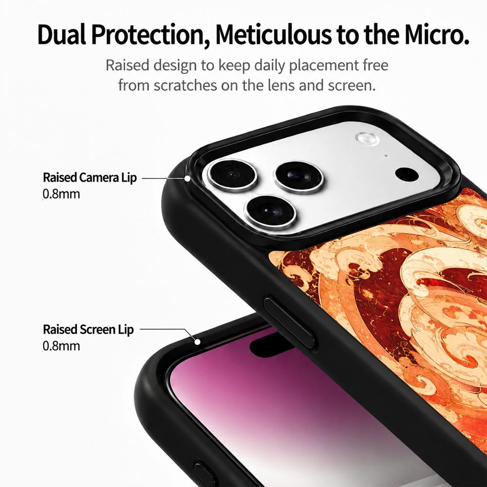 For iPhone 17 Pro Fire Series PC Silicone Magnetic Phone Case - Fire Wave Pattern - EDA009931202A