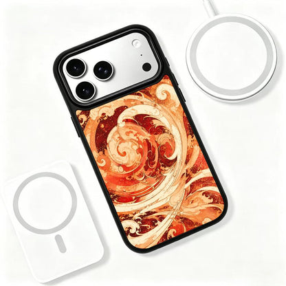 For iPhone 17 Pro Fire Series PC Silicone Magnetic Phone Case - Fire Wave Pattern - EDA009931202A