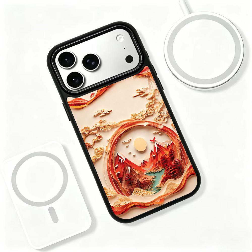 For iPhone 17 Pro Fire Series PC Silicone Magnetic Phone Case - Volcanic Mountain Realm - EDA009931202B