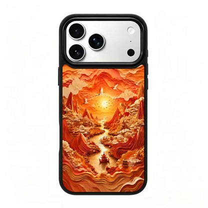 For iPhone 17 Pro Fire Series PC Silicone Magnetic Phone Case - Fiery Celestial Stream - EDA009931202C