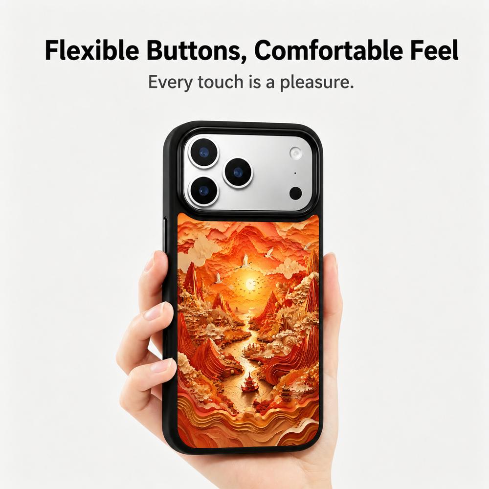 For iPhone 17 Pro Fire Series PC Silicone Magnetic Phone Case - Fiery Celestial Stream - EDA009931202C
