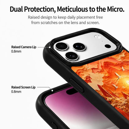 For iPhone 17 Pro Fire Series PC Silicone Magnetic Phone Case - Fiery Celestial Stream - EDA009931202C