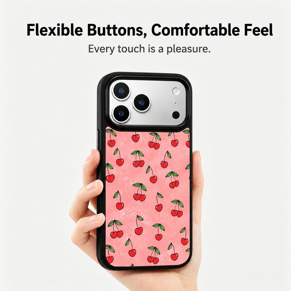 For iPhone 17 Pro Fire Series PC Silicone Magnetic Phone Case - Fire Cherry Blossom - EDA009931202E