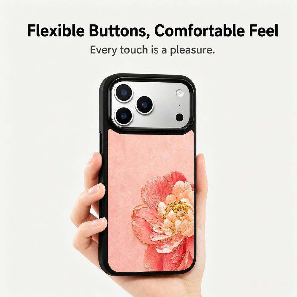 For iPhone 17 Pro Fire Series PC Silicone Magnetic Phone Case - Fire Peony - EDA009931202F