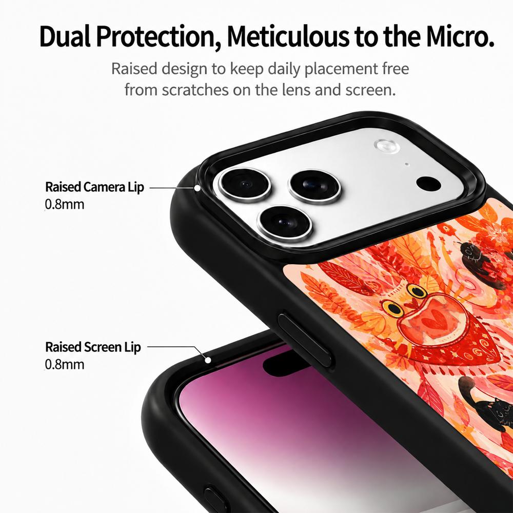 For iPhone 17 Pro Fire Series PC Silicone Magnetic Phone Case - Fiery Black Cat - EDA009931202G