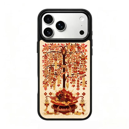 For iPhone 17 Pro Fire Series PC Silicone Magnetic Phone Case - Fiery Money Tree - EDA009931202H