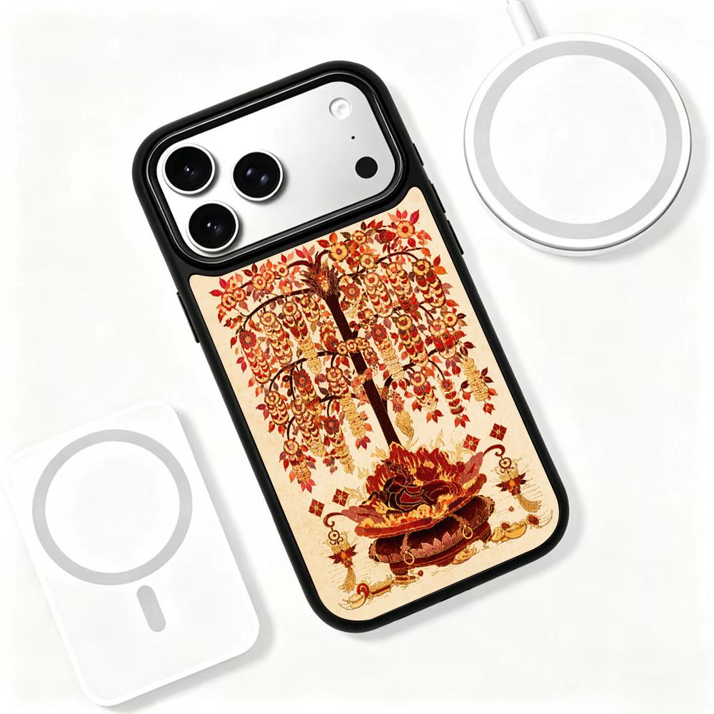For iPhone 17 Pro Fire Series PC Silicone Magnetic Phone Case - Fiery Money Tree - EDA009931202H