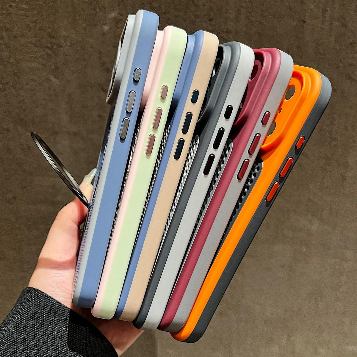 For iPhone 16 Plus Armor Shield Mesh Cooling Magnetic Holder Phone Case with Lens Film - Orange - EDA009932106A