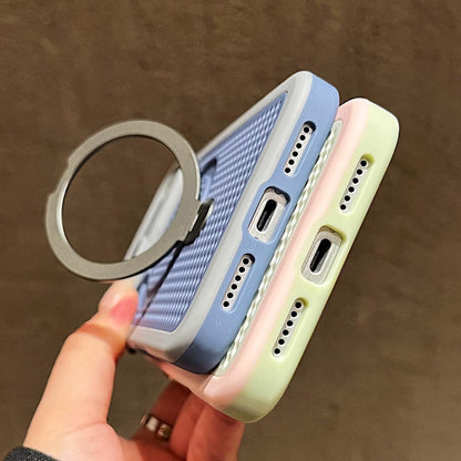 For iPhone 12 Pro Armor Shield Mesh Cooling Magnetic Holder Phone Case with Lens Film - Black - EDA009932119C