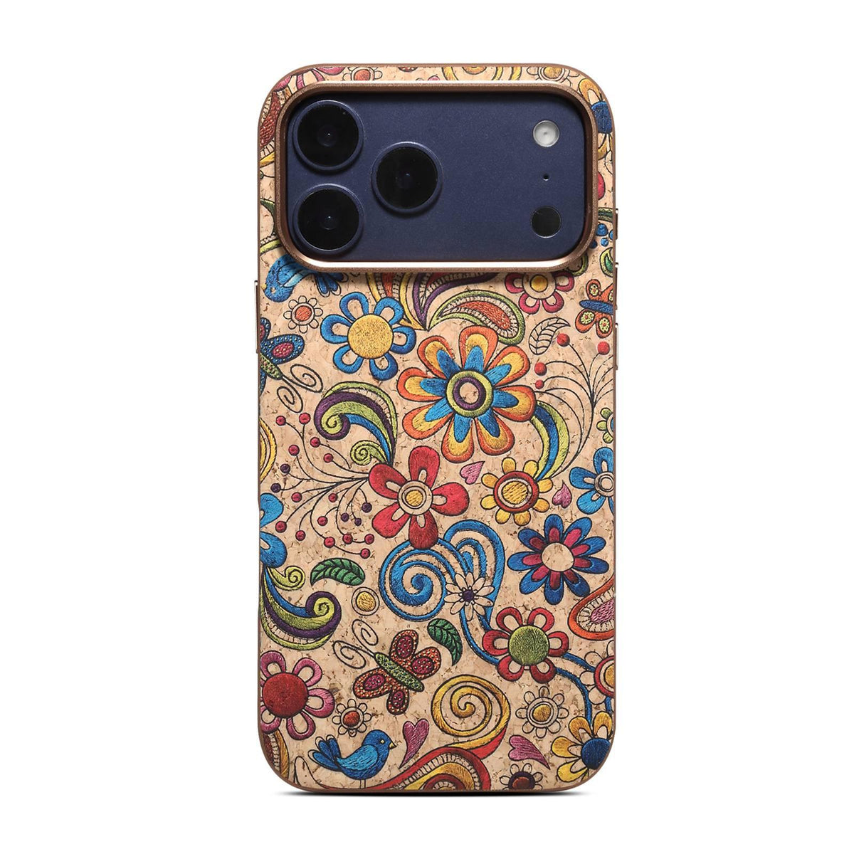 For iPhone 18 Pro Denior Vintage Boho Embroidery Style Magnetic Protective Phone Case - Yellow - EDA009933008A