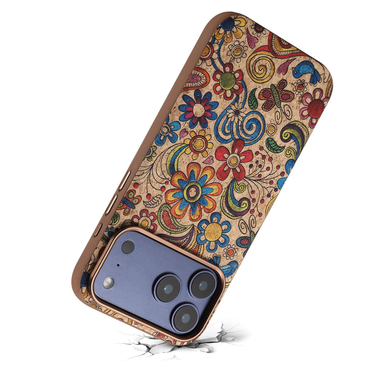 For iPhone 18 Pro Denior Vintage Boho Embroidery Style Magnetic Protective Phone Case - Yellow - EDA009933008A