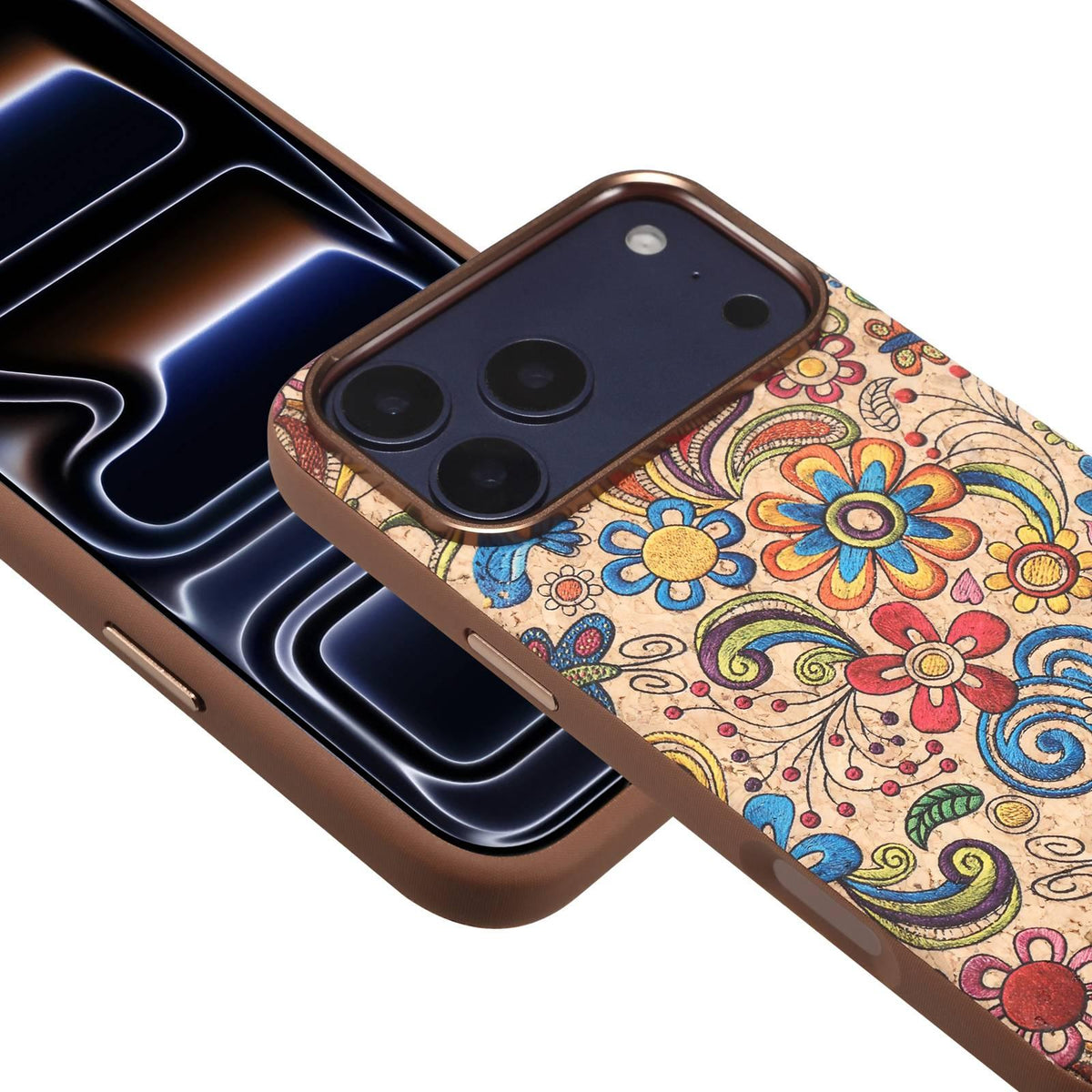 For iPhone 18 Pro Denior Vintage Boho Embroidery Style Magnetic Protective Phone Case - Yellow - EDA009933008A