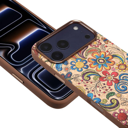 For iPhone 18 Pro Denior Vintage Boho Embroidery Style Magnetic Protective Phone Case - Yellow - EDA009933008A