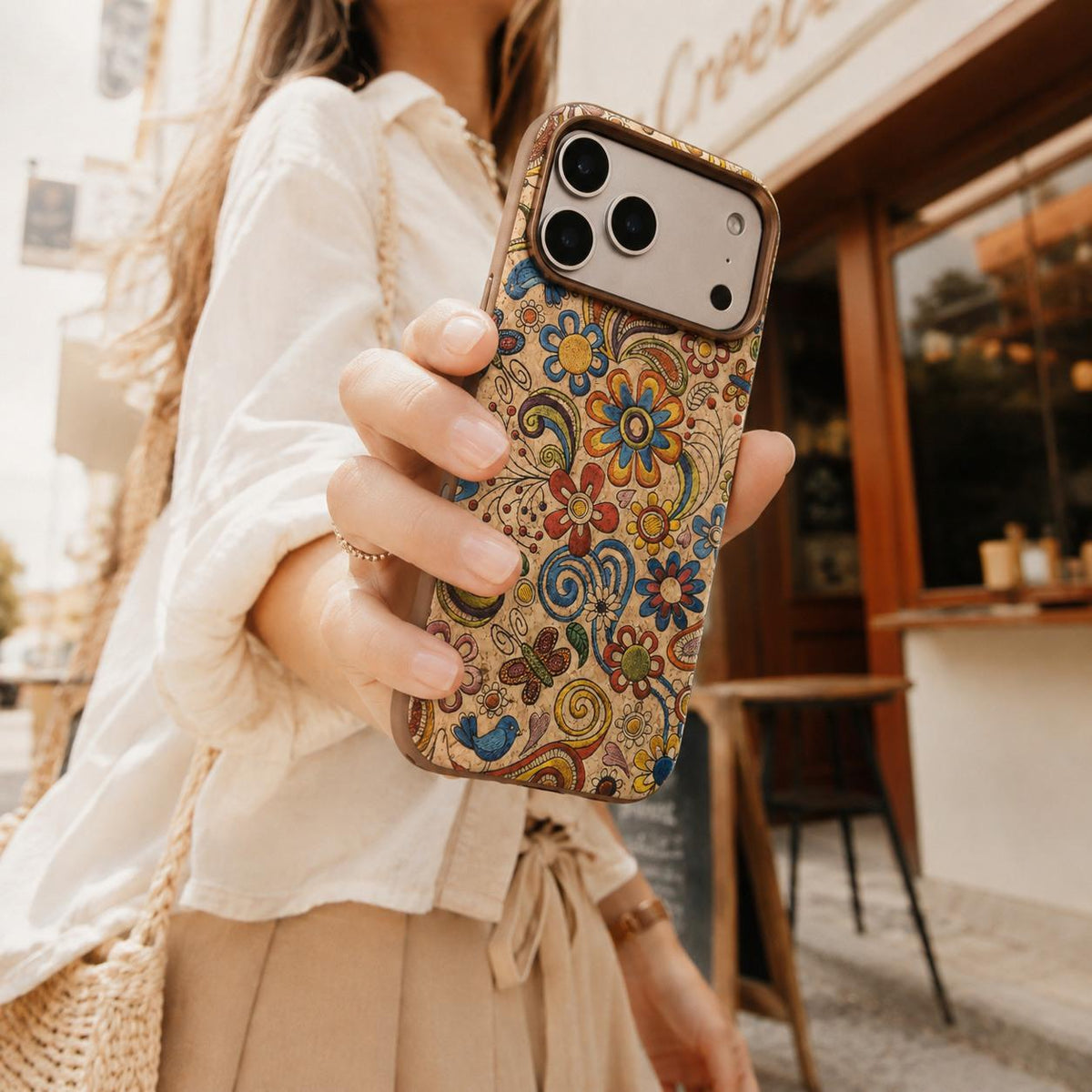 For iPhone 18 Pro Denior Vintage Boho Embroidery Style Magnetic Protective Phone Case - Yellow - EDA009933008A