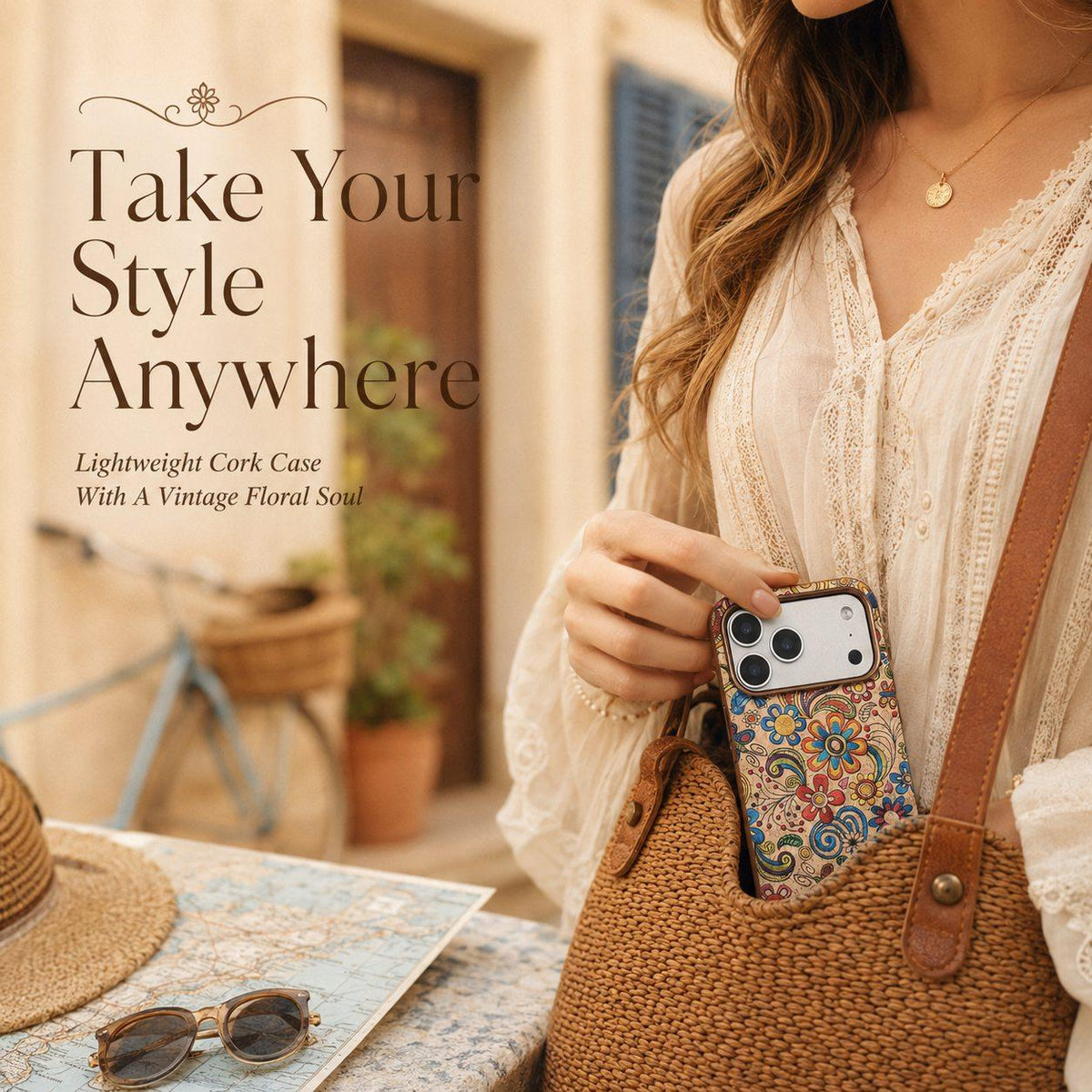 For iPhone 18 Pro Denior Vintage Boho Embroidery Style Magnetic Protective Phone Case - Yellow - EDA009933008A