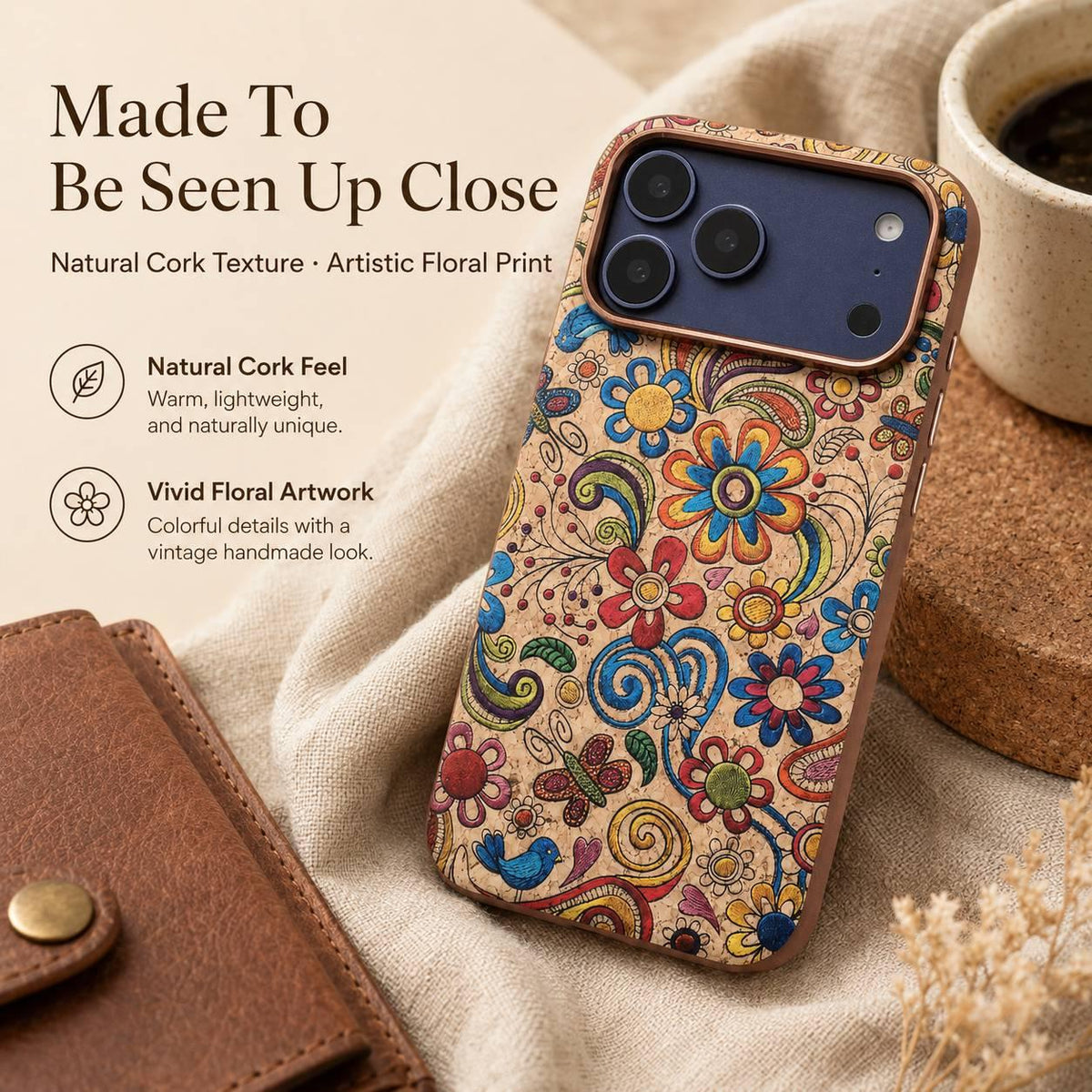 For iPhone 18 Pro Denior Vintage Boho Embroidery Style Magnetic Protective Phone Case - Yellow - EDA009933008A