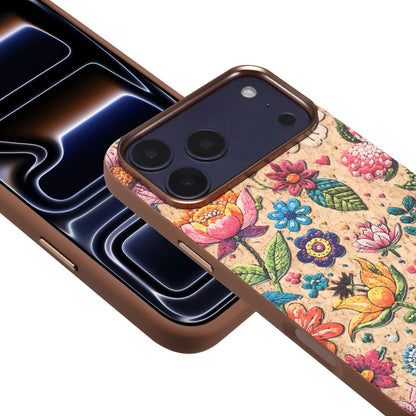 For iPhone 18 Pro Denior Vintage Boho Embroidery Style Magnetic Protective Phone Case - Pink - EDA009933008B