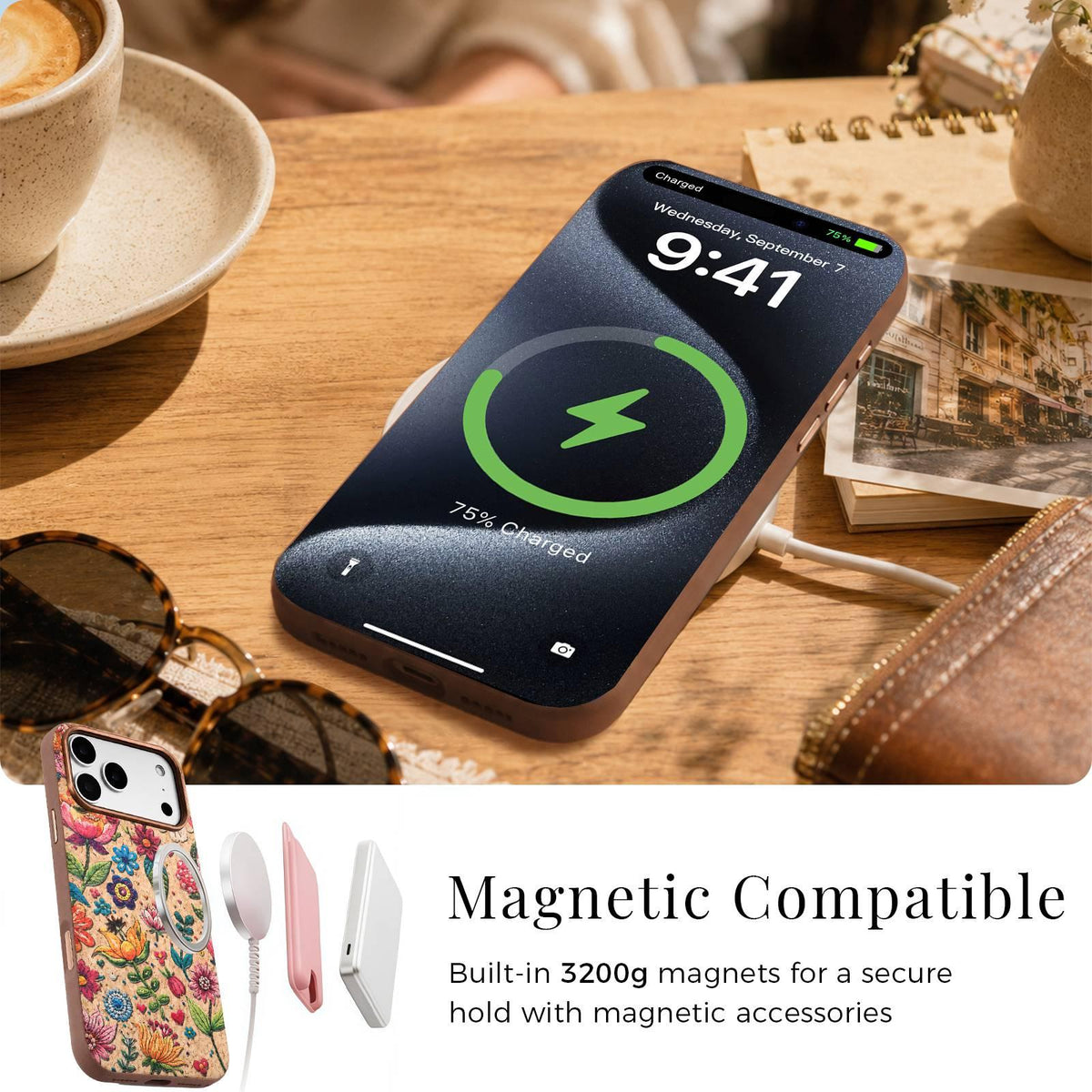 For iPhone 18 Pro Denior Vintage Boho Embroidery Style Magnetic Protective Phone Case - Pink - EDA009933008B