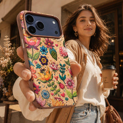For iPhone 18 Pro Denior Vintage Boho Embroidery Style Magnetic Protective Phone Case - Pink - EDA009933008B