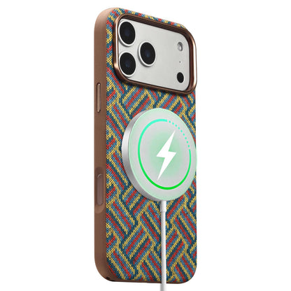 For iPhone 18 Pro Denior Vintage Boho Embroidery Style Magnetic Protective Phone Case - Green - EDA009933008D