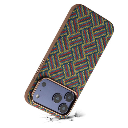 For iPhone 18 Pro Denior Vintage Boho Embroidery Style Magnetic Protective Phone Case - Green - EDA009933008D