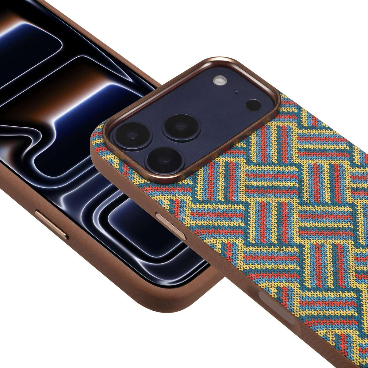 For iPhone 18 Pro Denior Vintage Boho Embroidery Style Magnetic Protective Phone Case - Green - EDA009933008D