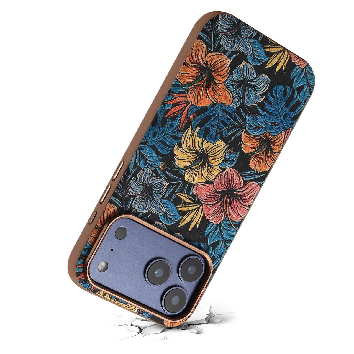 For iPhone 18 Pro Denior Vintage Boho Embroidery Style Magnetic Protective Phone Case - Blue - EDA009933008E