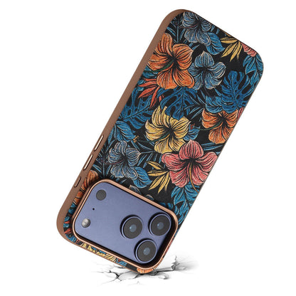 For iPhone 18 Pro Denior Vintage Boho Embroidery Style Magnetic Protective Phone Case - Blue - EDA009933008E