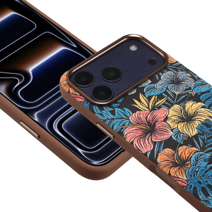 For iPhone 18 Pro Denior Vintage Boho Embroidery Style Magnetic Protective Phone Case - Blue - EDA009933008E