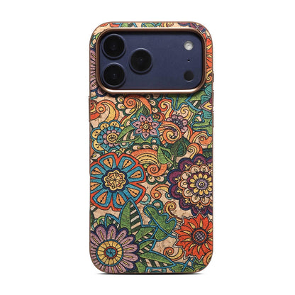For iPhone 18 Pro Denior Vintage Boho Embroidery Style Magnetic Protective Phone Case - Orange - EDA009933008F