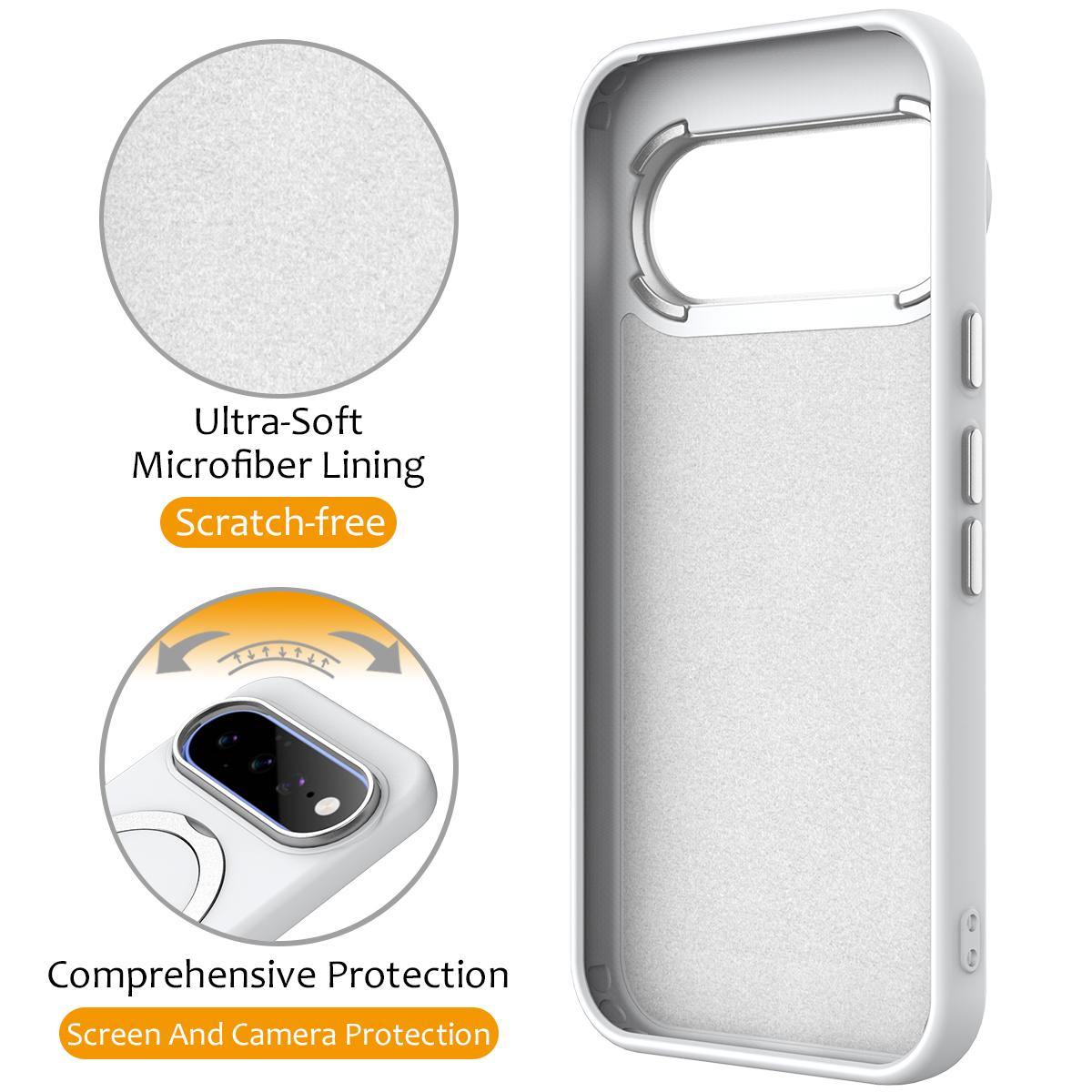 For Google Pixel 11 Pro XL/10 Pro XL Gen1.5 Pivot Ring Holder TPU Hybrid PC Phone Case - White - EDA009934101A