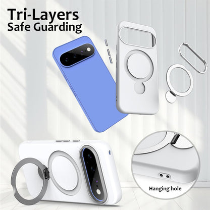 For Google Pixel 11 Pro XL/10 Pro XL Gen1.5 Pivot Ring Holder TPU Hybrid PC Phone Case - White - EDA009934101A