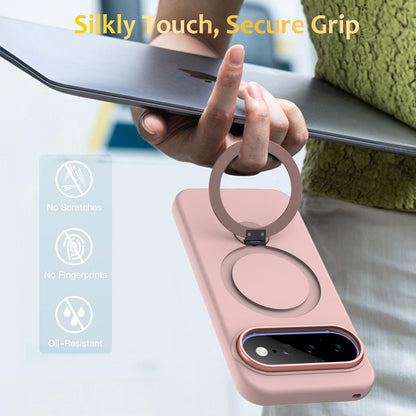 For Google Pixel 11 Pro XL/10 Pro XL Gen1.5 Pivot Ring Holder TPU Hybrid PC Phone Case - Pink - EDA009934101B