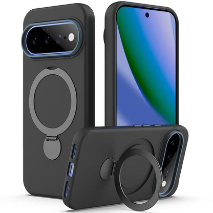 For Google Pixel 11 Pro XL/10 Pro XL Gen1.5 Pivot Ring Holder TPU Hybrid PC Phone Case - Black - EDA009934101C