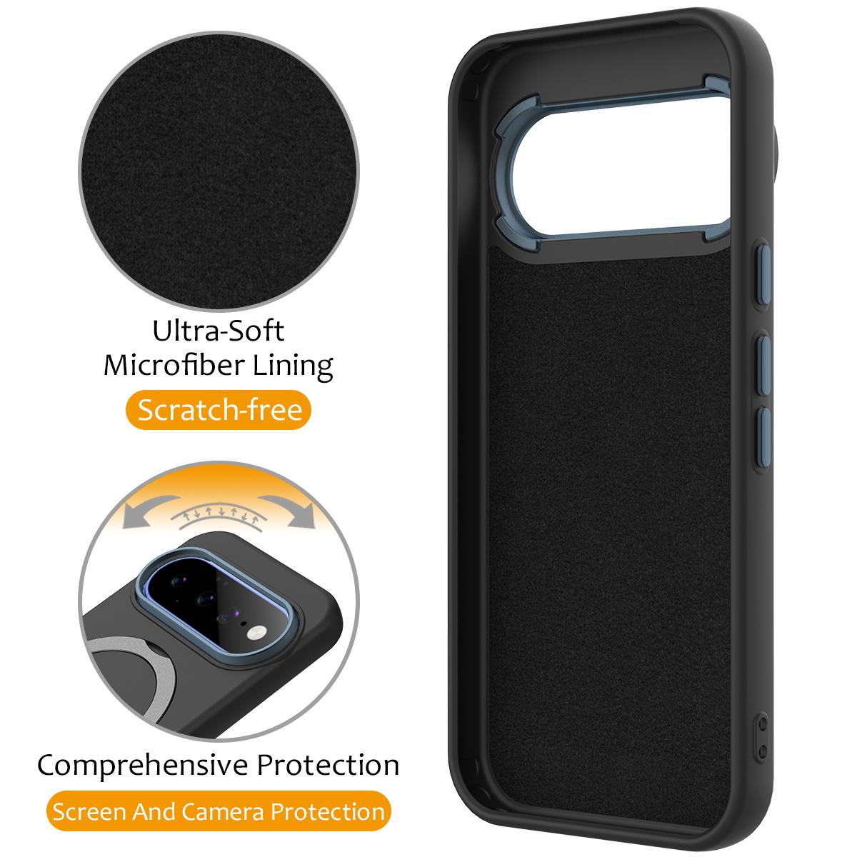 For Google Pixel 11 Pro XL/10 Pro XL Gen1.5 Pivot Ring Holder TPU Hybrid PC Phone Case - Black - EDA009934101C