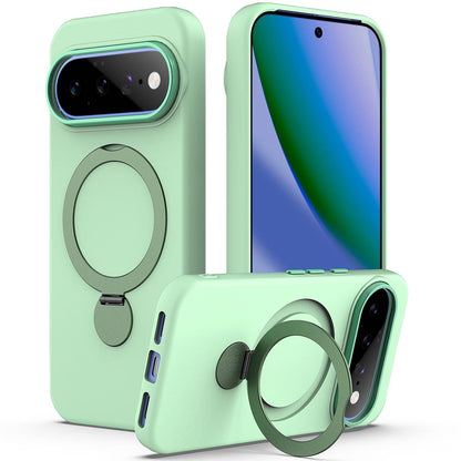 For Google Pixel 11 Pro XL/10 Pro XL Gen1.5 Pivot Ring Holder TPU Hybrid PC Phone Case - Green - EDA009934101D
