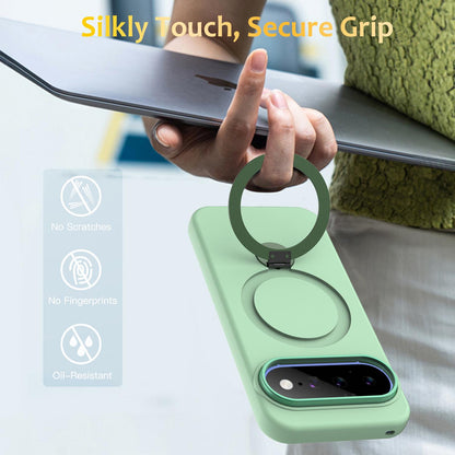 For Google Pixel 11 Pro XL/10 Pro XL Gen1.5 Pivot Ring Holder TPU Hybrid PC Phone Case - Green - EDA009934101D