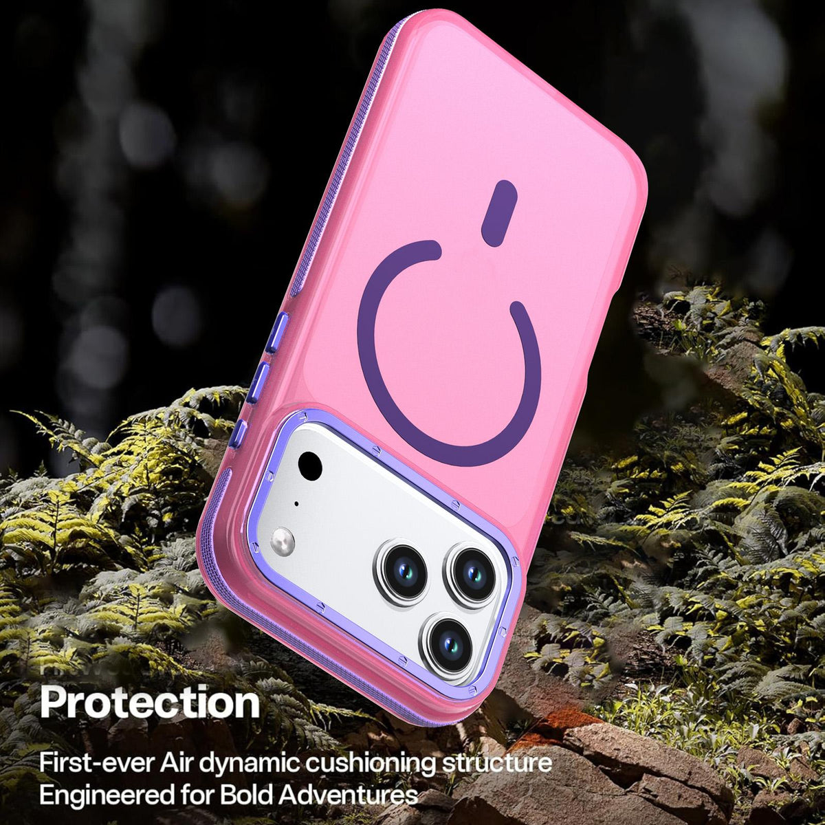 For iPhone 18 Pro Two-tone Contrast Magnetic Phone Case - Pink - EDA009934502B