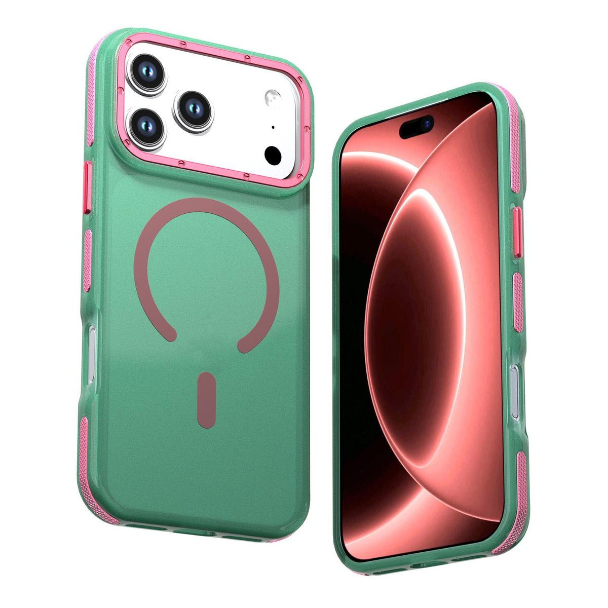 For iPhone 18 Pro Two-tone Contrast Magnetic Phone Case - Green - EDA009934502D