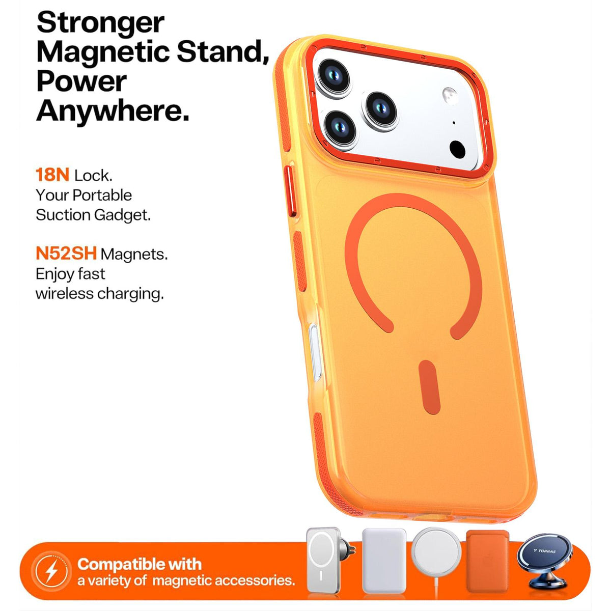For iPhone 17 Pro Max Two-tone Contrast Magnetic Phone Case - Orange - EDA009934503A