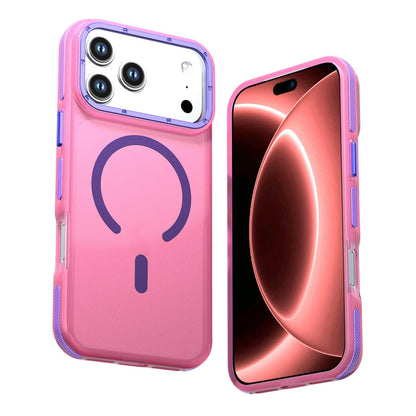 For iPhone 17 Pro Two-tone Contrast Magnetic Phone Case - Pink - EDA009934504B