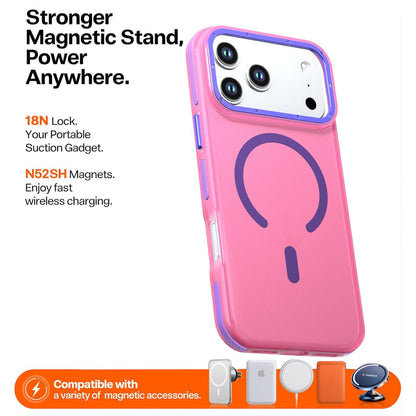 For iPhone 17 Pro Two-tone Contrast Magnetic Phone Case - Pink - EDA009934504B
