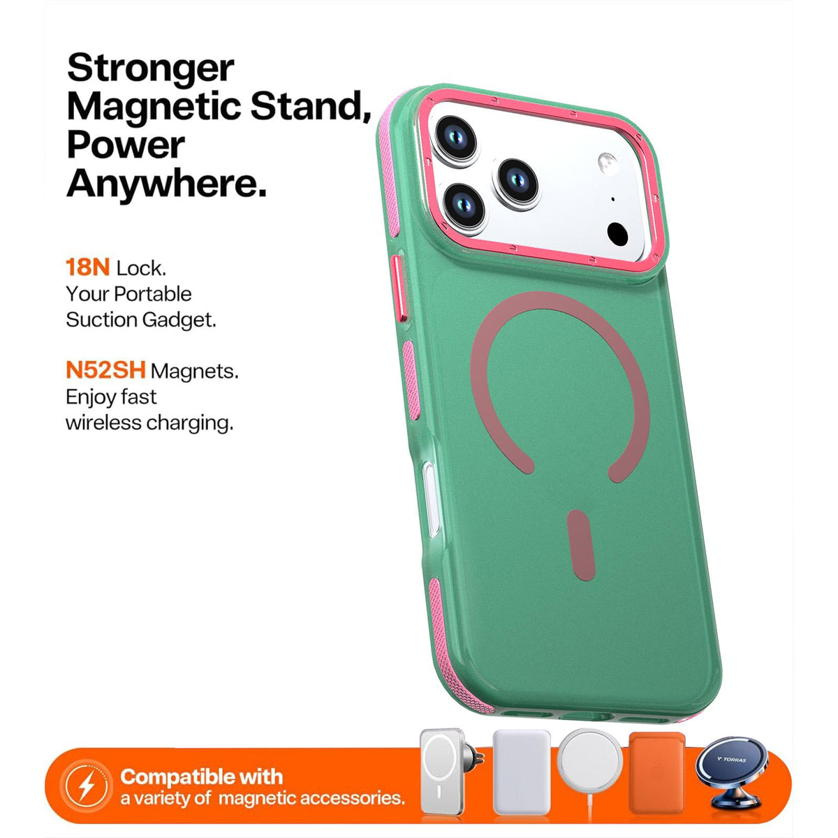 For iPhone 17 Pro Two-tone Contrast Magnetic Phone Case - Green - EDA009934504D
