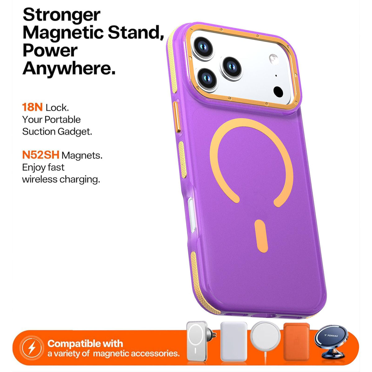 For iPhone 17 Pro Two-tone Contrast Magnetic Phone Case - Purple - EDA009934504E