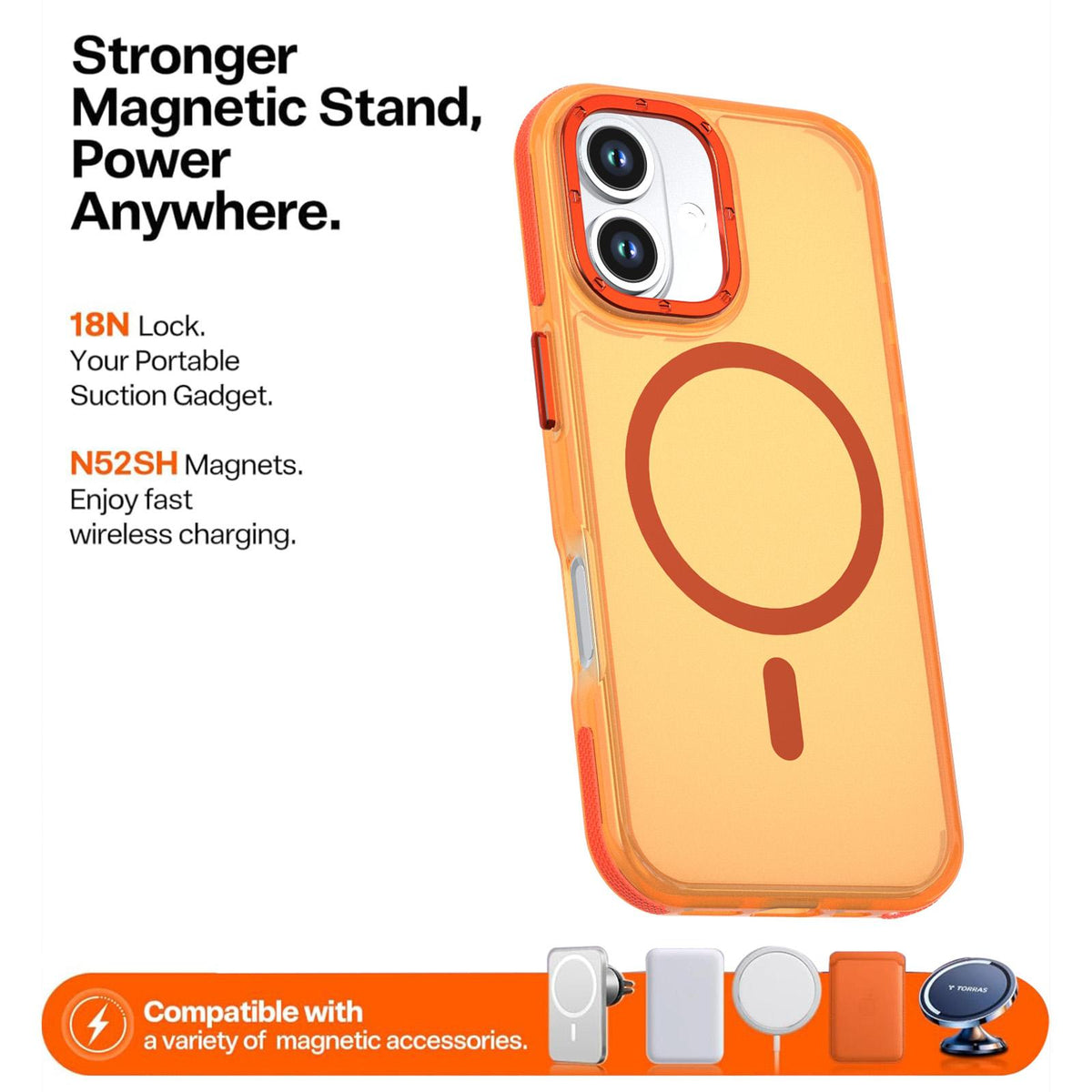 For iPhone 17 Two-tone Contrast Magnetic Phone Case - Orange - EDA009934505A