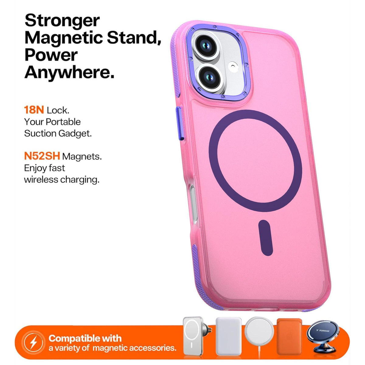 For iPhone 17 Two-tone Contrast Magnetic Phone Case - Pink - EDA009934505B