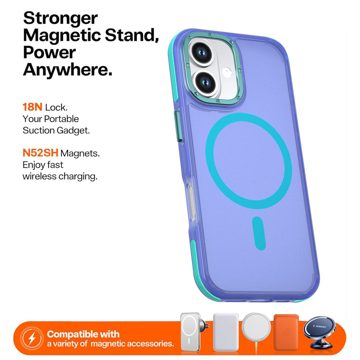 For iPhone 17 Two-tone Contrast Magnetic Phone Case - Blue - EDA009934505C