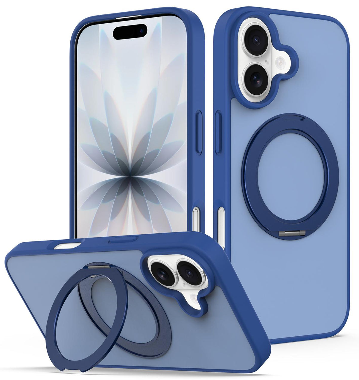 For iPhone 17 Skin Feel Revolving Kickstand Magnetic Phone Case - Blue - EDA009937104A